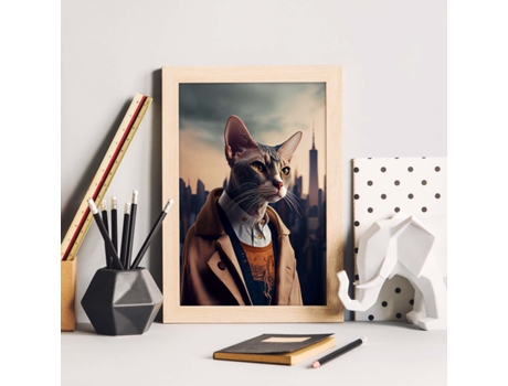 NACNIC Lámina Gato Colorpoint Compasivo En Estilo Fotografía A Todo Color Divertidas Ilustraciones Realistas De Animales Con Ropa Humana