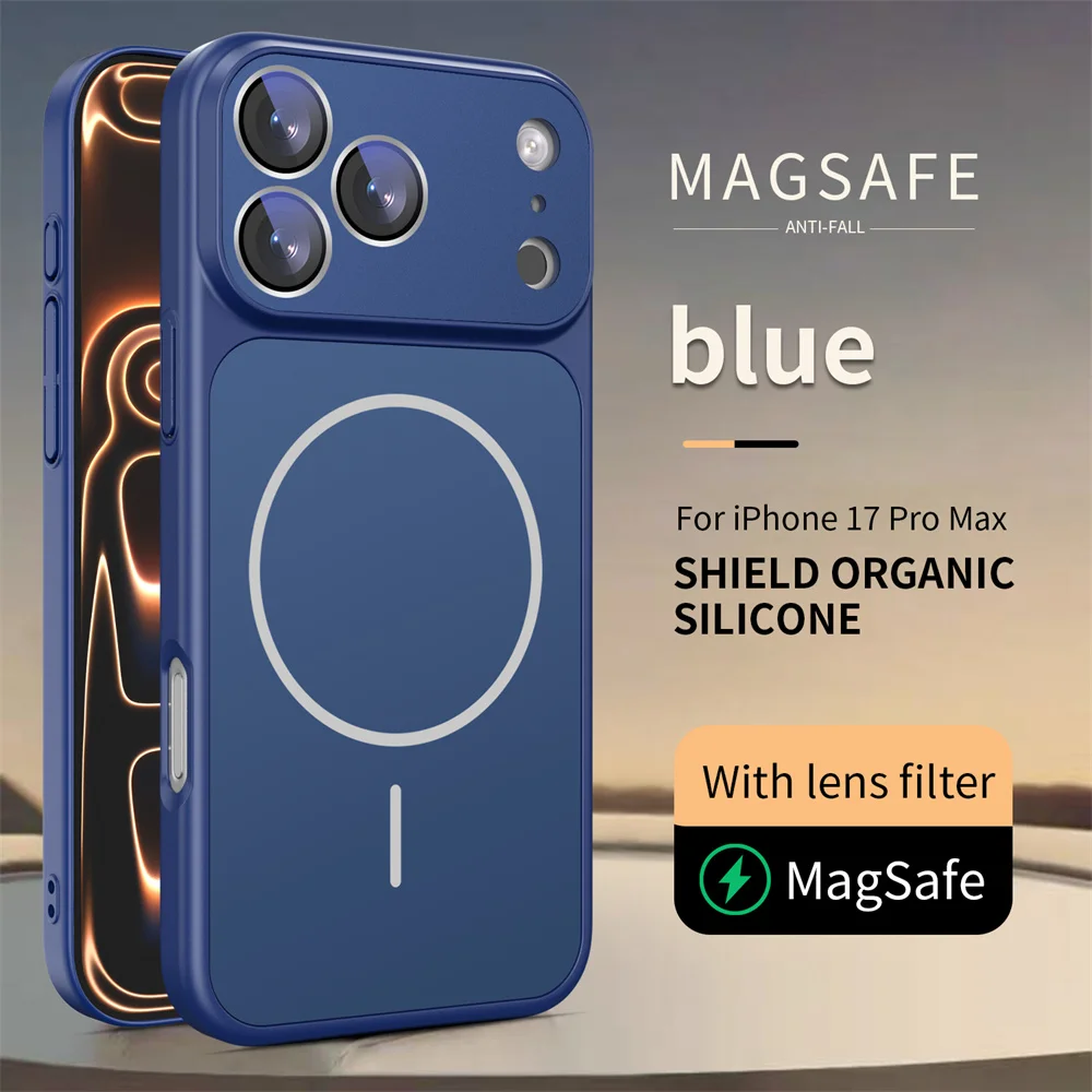 (iphone 16 Pro Max, Azul) Funda Magnética Magsafe A Prueba De Golpes Para Iphone, Protección De Silicona Líquida.