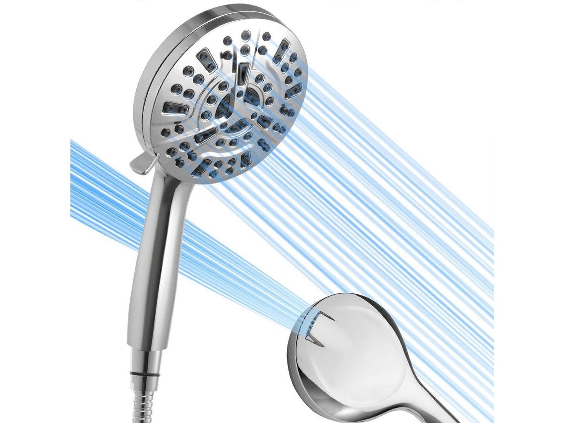 Cabezal de ducha desmontable de 5.04" con 8 configuraciones de rociado y 2 modos de lavado potentes