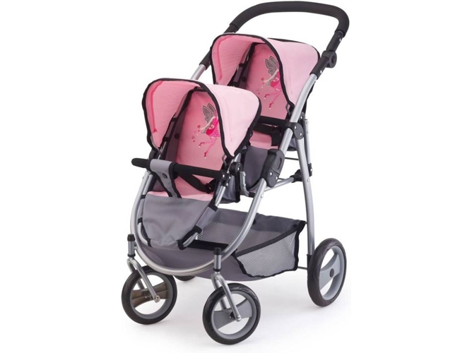 Bayer Cochecito de muñecas Twins gris y rosa 26508AA