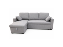 Sofá convertible Celbridge de 3 plazas con compartimento de almacenamiento en tela gris.