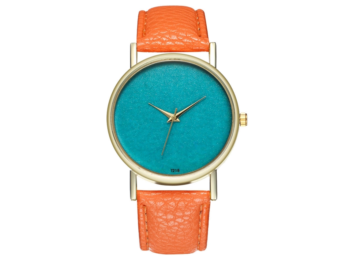 Reloj De Pulsera De Moda Para Mujer Con Correa De Pu, Bisel Redondo Y Movimiento De Cuarzo (naranja)