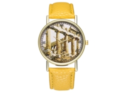 Reloj De Pulsera Analógico De Cuarzo Unisex Zhoulianfa, Estilo Moderno, Esfera Redonda, Amarillo.