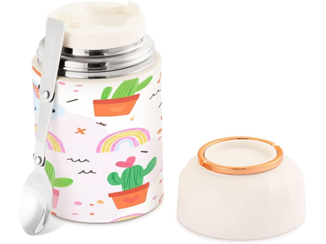 Maceta con forma de cactus, 500 ml, acero inoxidable, a prueba de fugas, sin marca.