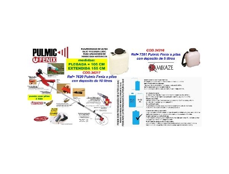 Kamikaze Pulver.A Pilas Pulmic Lanza Fenix +Deposito 5 L 7392