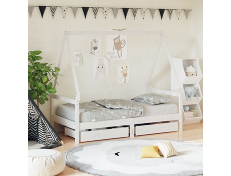 Estructura De Cama Infantil VIDAXL Blanco Madera (80x160 cm)