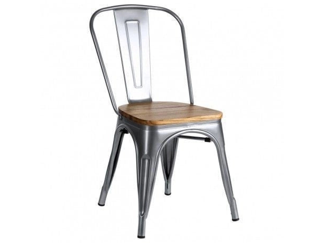 DUDECOR Silla Leeds De Madera Natural Gris Metalizado