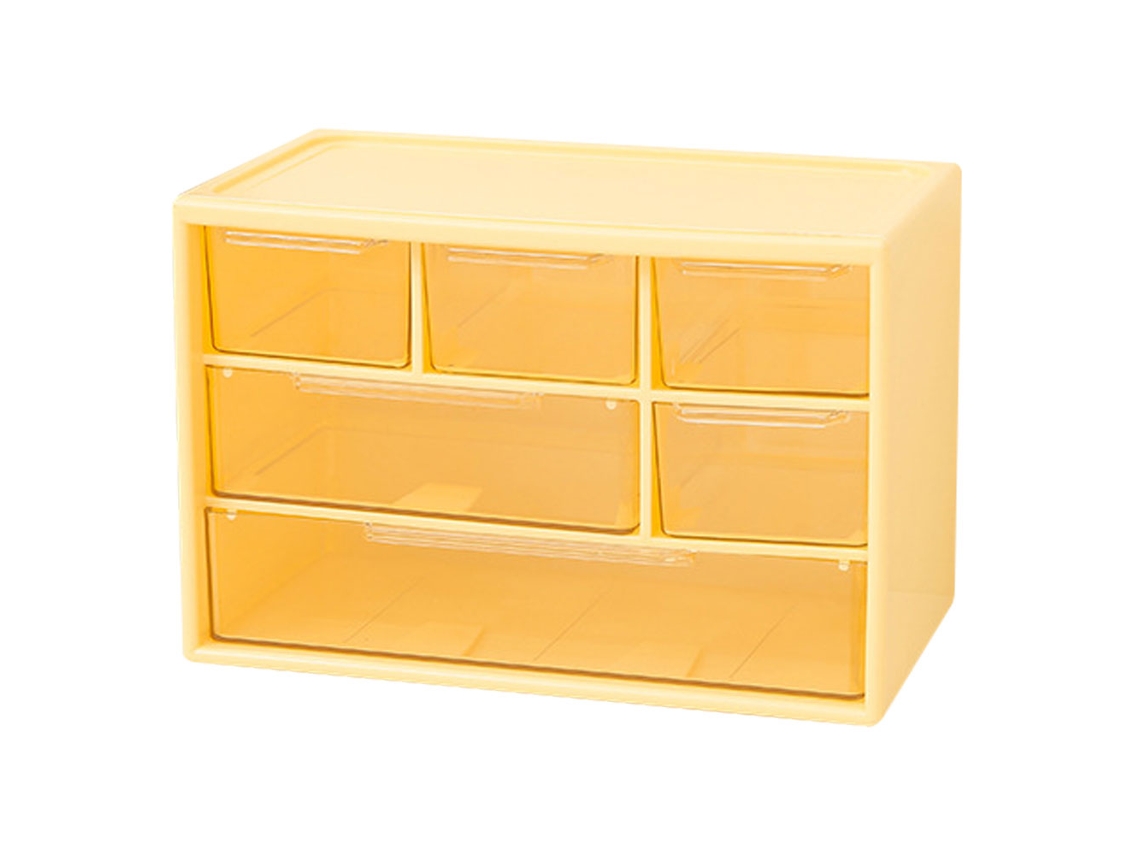 Organizador oficina cajón apilable divisiones maquillaje amarillo (18x12x10cm) Kofihety