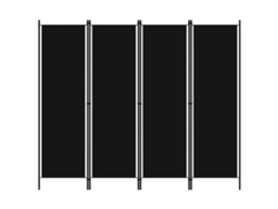Biombo separador de ambientes, 4 paneles, 200 x 180 cm, tela negra y hierro, Dec030904