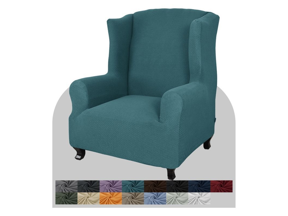 2026-funda Para Sillón De Alas De Spandex Jacquard Suave Con Barra De Espuma Color Azul Pavo Real