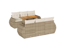 Conjunto 7 sofás de jardín VIDAXL y cojines ratán sintético beige