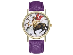 Reloj Centaurus Quartz Con Correa De Cuero, Estilo Sencillo, Universal, Estándar, Esfera Morada, Para Estudiantes.