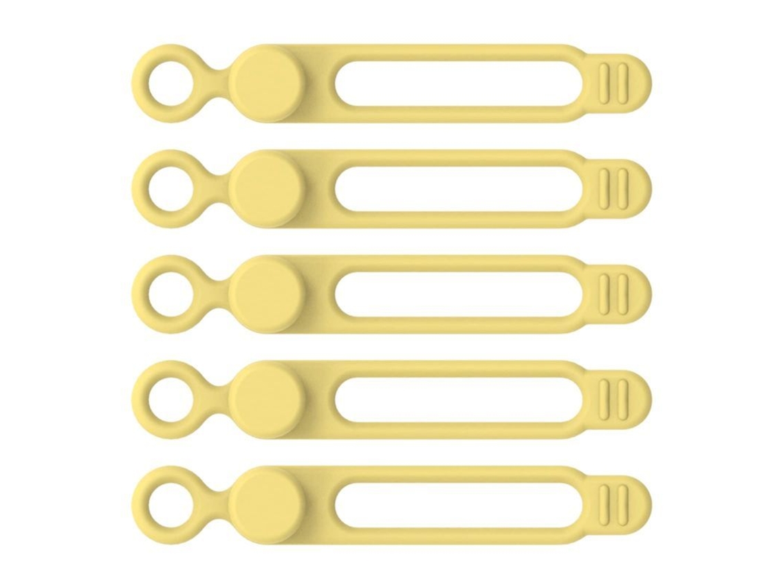 Bridas De Silicona De 5 Piezas Para Cables, Para Organizar Cables De Datos Y Auriculares, Color Amarillo, 105 X 12 Mm.