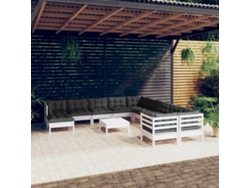 Conjunto de jardín de 12 piezas con cojines de pino blanco de DKD Home Decor