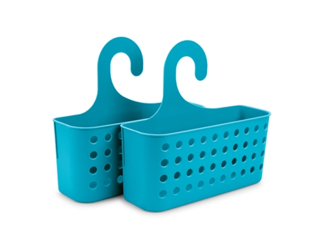 PLASTIC FORTE Juego de 2 Cestas Organizadoras de Ducha Colgantes Turquesa