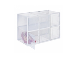 Relaxdays 6 Cajas Zapatos, Talle 42, Apilables, Calzado Tacón Alto, Orificios Ventilacón, Plástico, Transparente/blanco