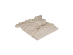 Manta de cama beige con estampado capitoné y pompones en los laterales 130 x 180 cm ATMOSPHERA