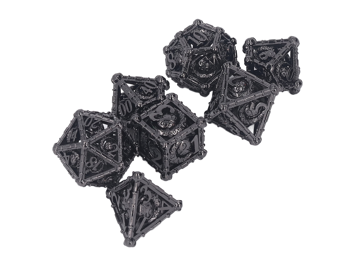 2026 Set De 7 Dados Poliedros Huecos De Latón Para Juegos De Mesa Y Rol Fiesta Navideña Adultos