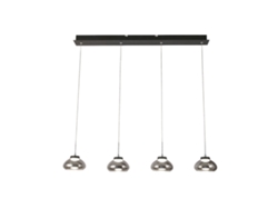 Lámpara colgante Arabella Fabas Luce, 4 luces LED, 32 W, cristal ahumado, diseño moderno