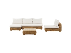 Conjunto de sala de estar 4 plazas modular de ratán natural/marrón dorado/blanco crema derecho BELIANI Varallo
