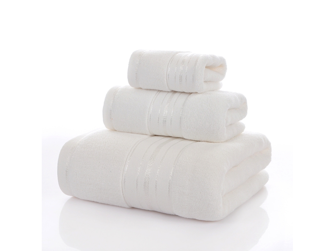 Conjunto De 3 Peças Toalhas Duráveis ​​de Puro Algodão, Alta Absorção E Suaves Para A Pele,branco,35x35cm/35x75cm/70x140cm Gertiz