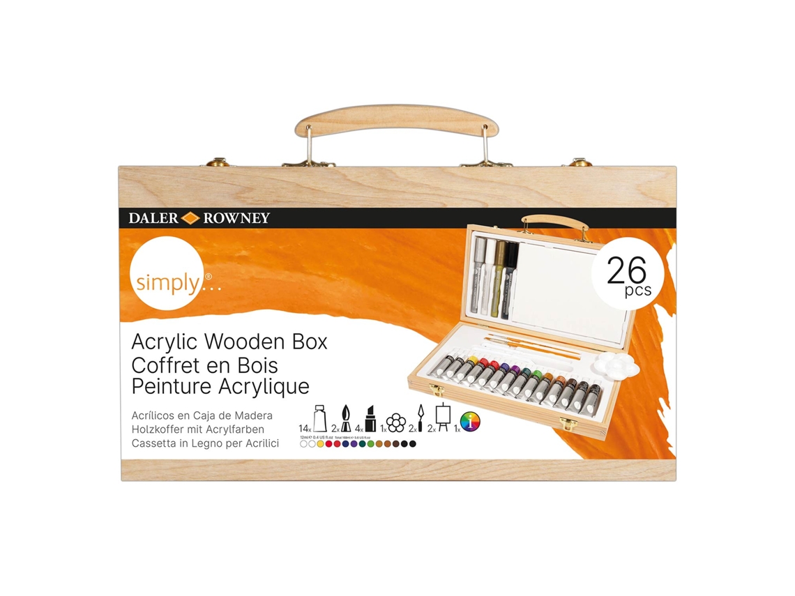 Conjunto Acrilico Simply DALER ROWNEY C/Caixa de Madeira D126500550
