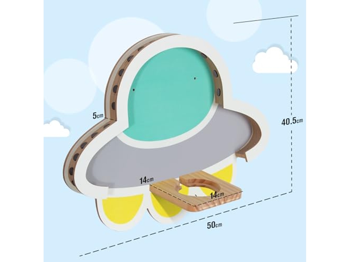Estantería de pared magnética Todeco para Toniebox y Tonies, hasta 30-40 figuras Tonie, Tonie Regal Girl y Boy, Ufo