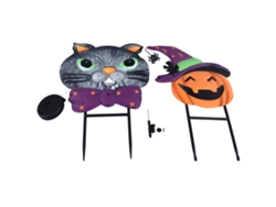Estaca Decorativa De Halloween Para Jardín Con Forma De Calabaza Y Gato, Con Luz, Resistente Al Óxido, Para Césped Y Patio.