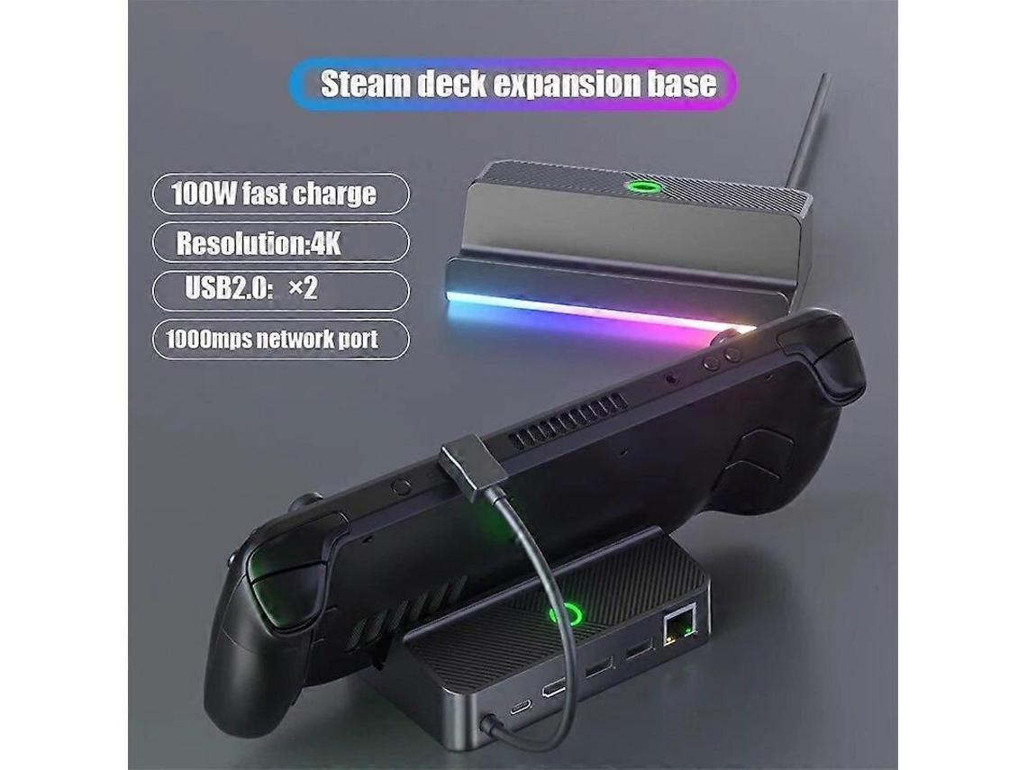 Estación de acoplamiento Steam Deck 6 en 1 Hub USB tipo C a HDMI compatible con 4K 60Hz RJ45 2.0 Base Chaberlu