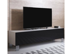 Mueble TV MÓVEIS BONITOS Luke H2 con Patas de Aluminio (160x40x42 cm - Blanco y Negro - Melamina)