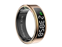 Anillo inteligente MDUG con pantalla, control táctil, resistencia al agua de 5 ATM, unisex, carga inalámbrica (talla 10, dorado)