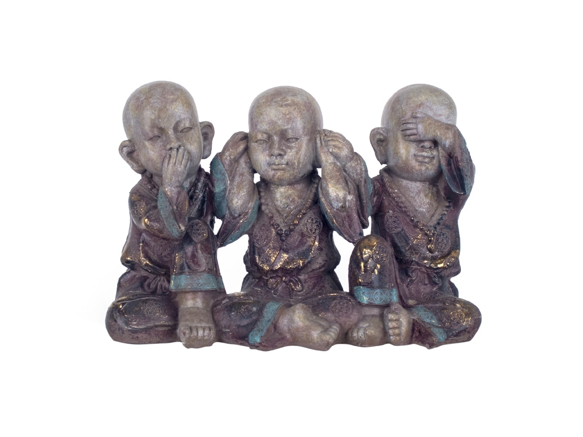 Figura Budas 3 Unidades Gris de Resina 17*12*25cm Figura de Buda