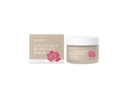 Polvo exfoliante purificante revitalizante con aroma a rosas.