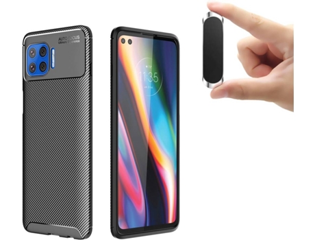 Carcasa y Soporte Motorola Moto G 5G Plus Rugged Leather Negro