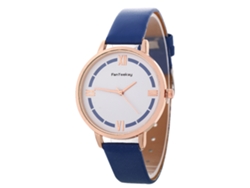 Reloj Zhoulianfa Para Mujer Con Correa De Cuero, Esfera Redonda Y Movimiento De Cuarzo Azul.