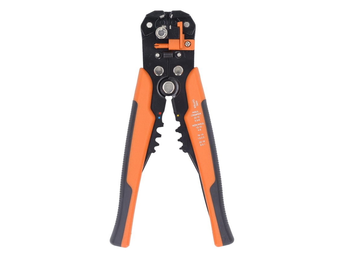 Herramienta eléctrica automática 5 en 1: pelacables, cortador, crimpadora, desollador y alicates (naranja)
