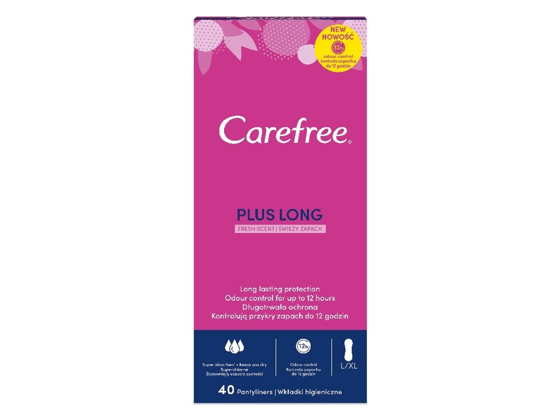 Compresas diarias Plus Long Fresh Scent, 40 unidades Carefree