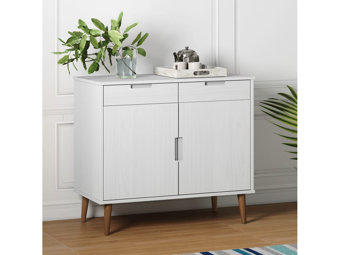 Aparador Molde Madera Maciza De Pino Blanca 90x40x80 Cm