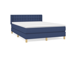 Maison Exclusive - Cama Box Spring Con Colchón Tela Azul 140x190 Cm