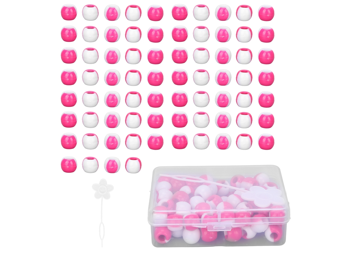 Conjunto De 74 Contas De Cabelo Vermelho-rosa Para Tranças E Artesanato De Jóias