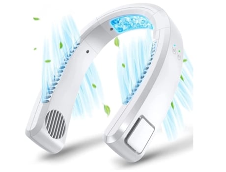 Ventilador de cuello portátil con aire acondicionado de cuello con chip de refrigeración semiconductor blanco BISBISOUS