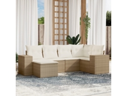 Conjunto de 6 sofás de jardín con cojines de mimbre beige Dkd Home Decor