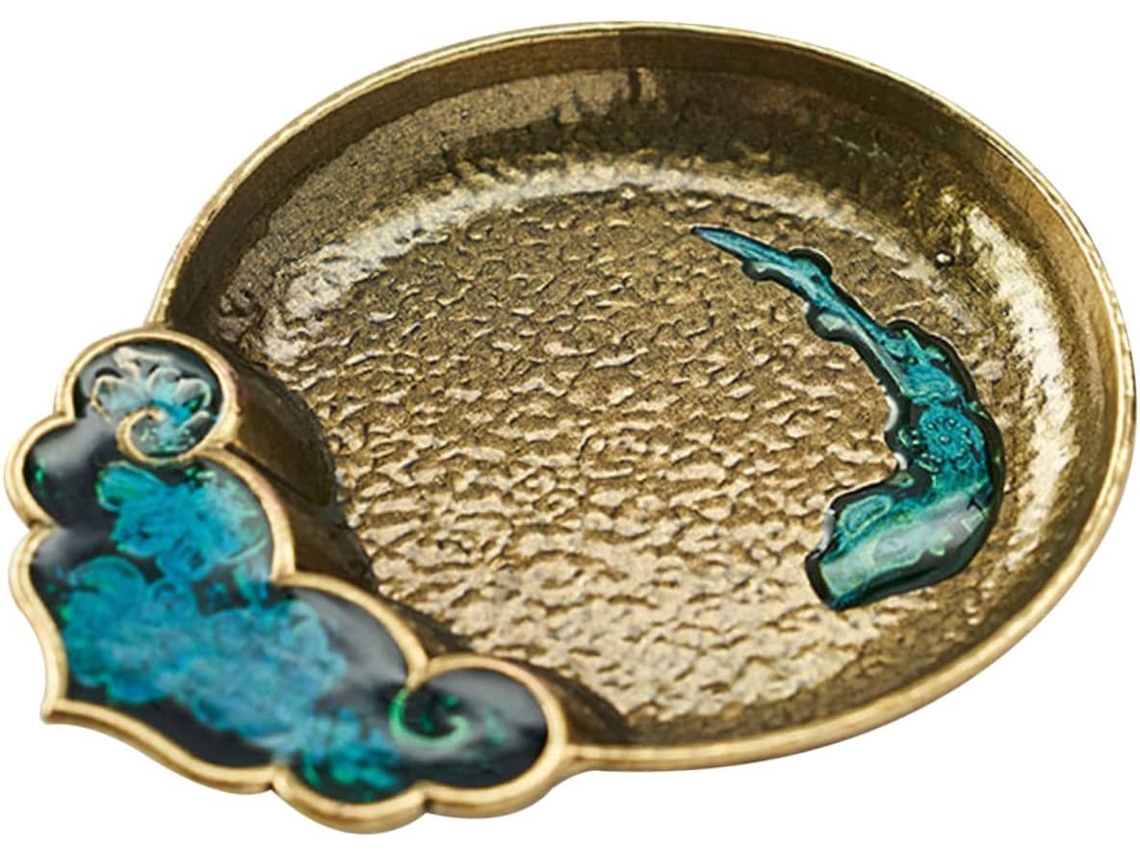 Platillo De Té Retro De Aleación De Zinc Con Aislamiento Térmico Y Soporte Para Taza.