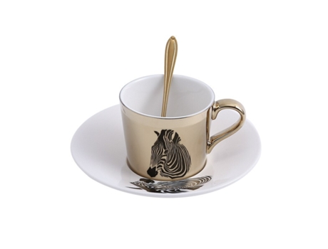 Taza XGF Nueva creativa del espejo de oro de la copa de reflexión y platillo de madera taza de café de la taza de la taza de la leche del desayuno ...