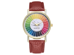 Reloj De Pulsera Unisex De Moda Con Correa De Cuero Pu, Dial Redondo, Cuarzo (café)