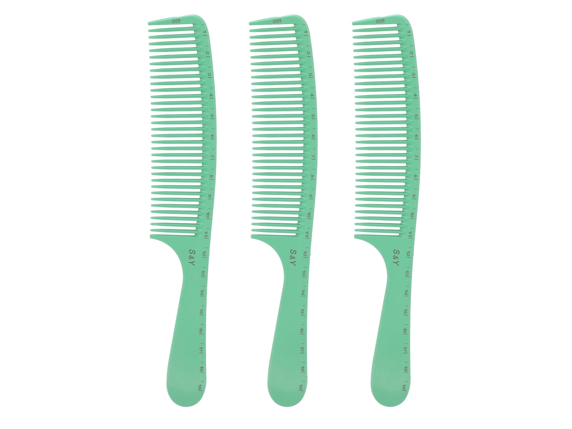 3 Piezas Peine Desenredante Antiestático Con Mango Redondo Y Dientes Anchos Para Hombre Y Mujer