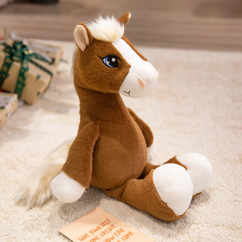 (marrón, 33 Cm) Lindo Peluche De Poni De Ojos Grandes, Peluche Suave