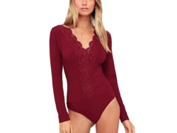 2026-bodysuit De Mujer Con Cuello V, Mangas Largas, Encaje Y Botones, Estilo Elegante Para Fiesta