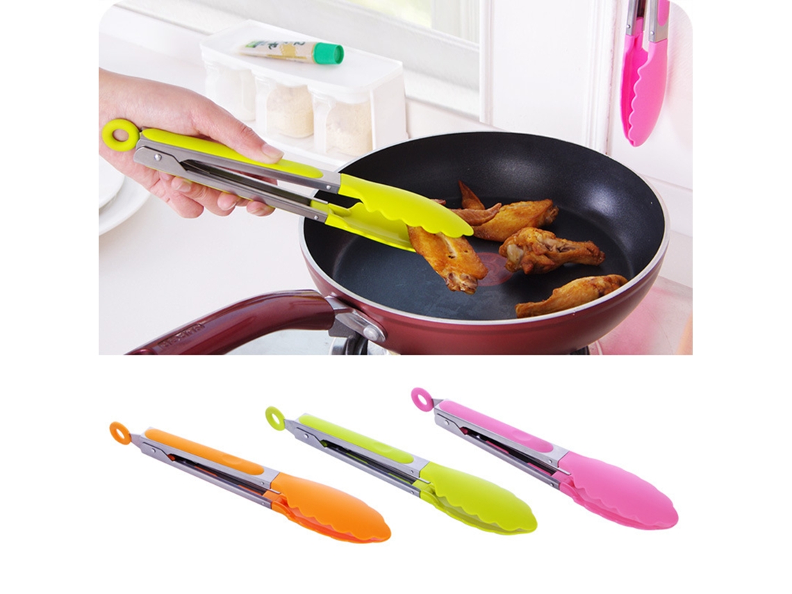 Mini Pinzas De Cocina De 20 Cm Con Puntas De Silicona, Acero Inoxidable, Para Ensaladas, Barbacoas Y Frituras, Color Aleatorio.