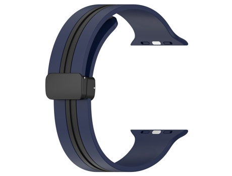 Correa de reloj de silicona bicolor con cierre magnético para Apple Watch Ultra 49 mm (azul medianoche + negro)